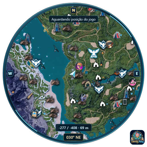Captura real do minimapa circular do Palworld Atlas